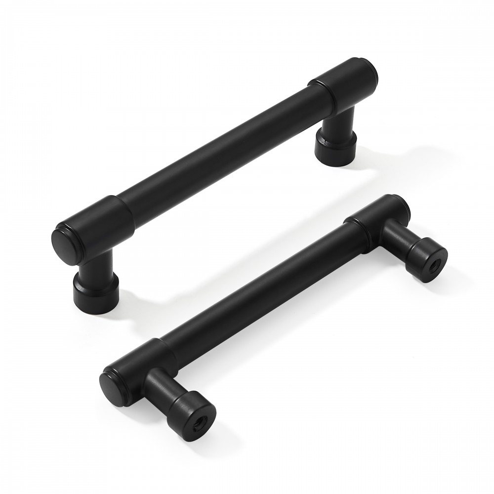 P8259.96BLK Flat Black Finish Powder Coated Euro Design Modern Style Kitchen Cabinet Pull Handle Closet Wood Door Pull Handle Cabinet Door Decorative Hardware Home Decor Cabinet Furniture Pull Drawer Handle Cupboard Pull P04.BK