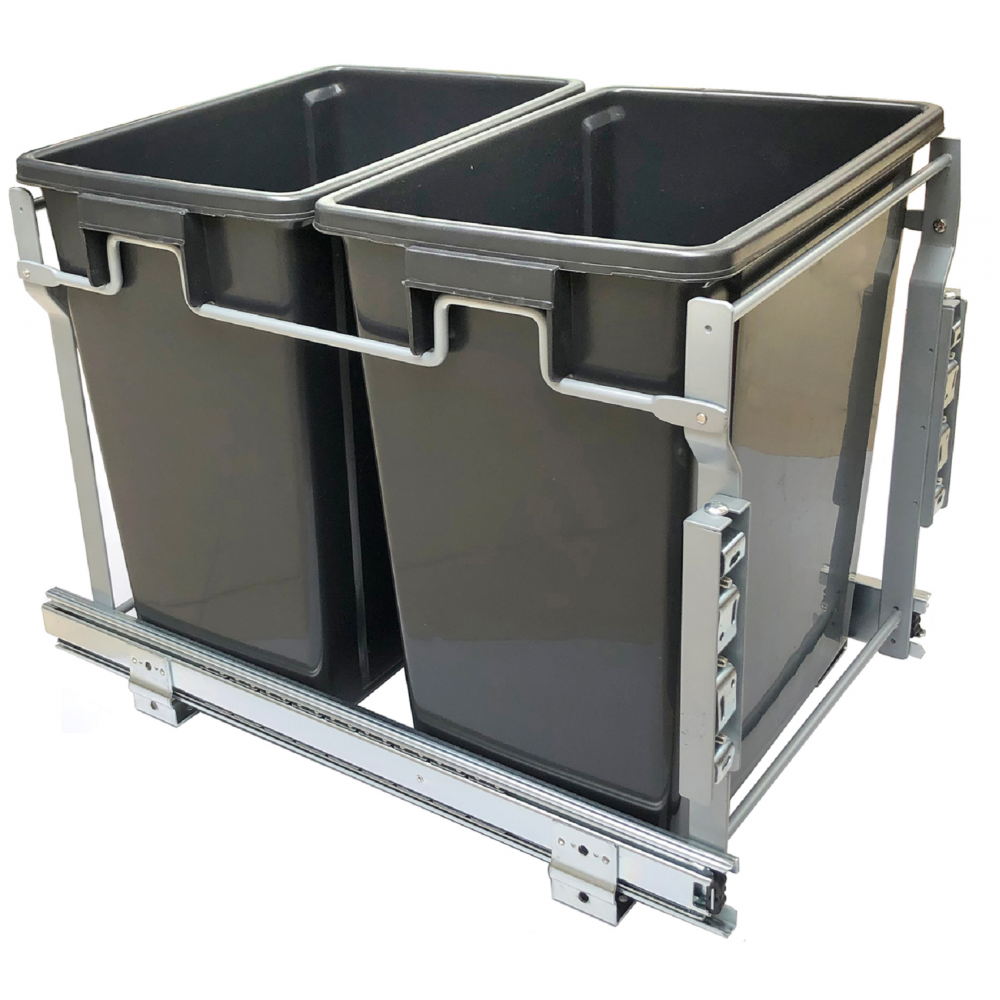 20" Bottom Mount Pull Double 15L Trash Bin with Full Extension Soft Close Slides