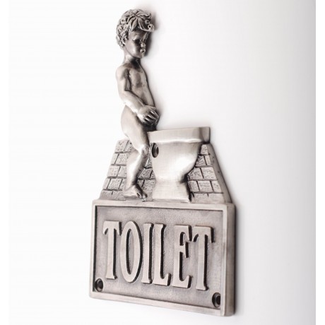PL001 Novelty Handmade Solid Pewter Finely Sculpted Statuary Boy Toilet Sign Of Kids Theme