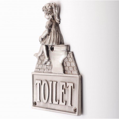 PL002 Novelty Handmade Solid Pewter Finely Sculpted Statuary Boy Toilet Sign Of Kids Theme