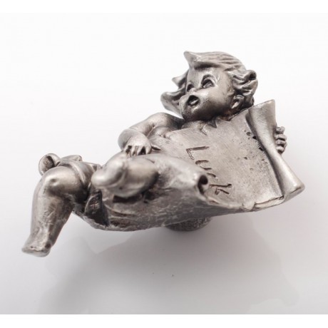 PP025 Novelty Handmade Solid Pewter Finely Sculpted Statuary Pull And Knob Of Angels Theme.