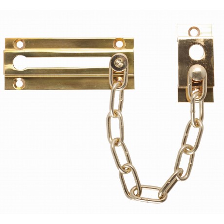  D5002PB SOLID BRASS Chain Door Guard Chain Door Lock, Brass polished bright finish Decorative Door Hardware Builders Hardware quick install Home Hardware Home Decor