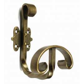  H0006/AE Antique Egnlish Brass Color Ironwork Curtain Hook Antique Brass Hook Iron forged Beautiful Vintage Decorative Hardware Home Decor Wild West American Style Design Old World arts crafts creations hand made Antique Home Hardware