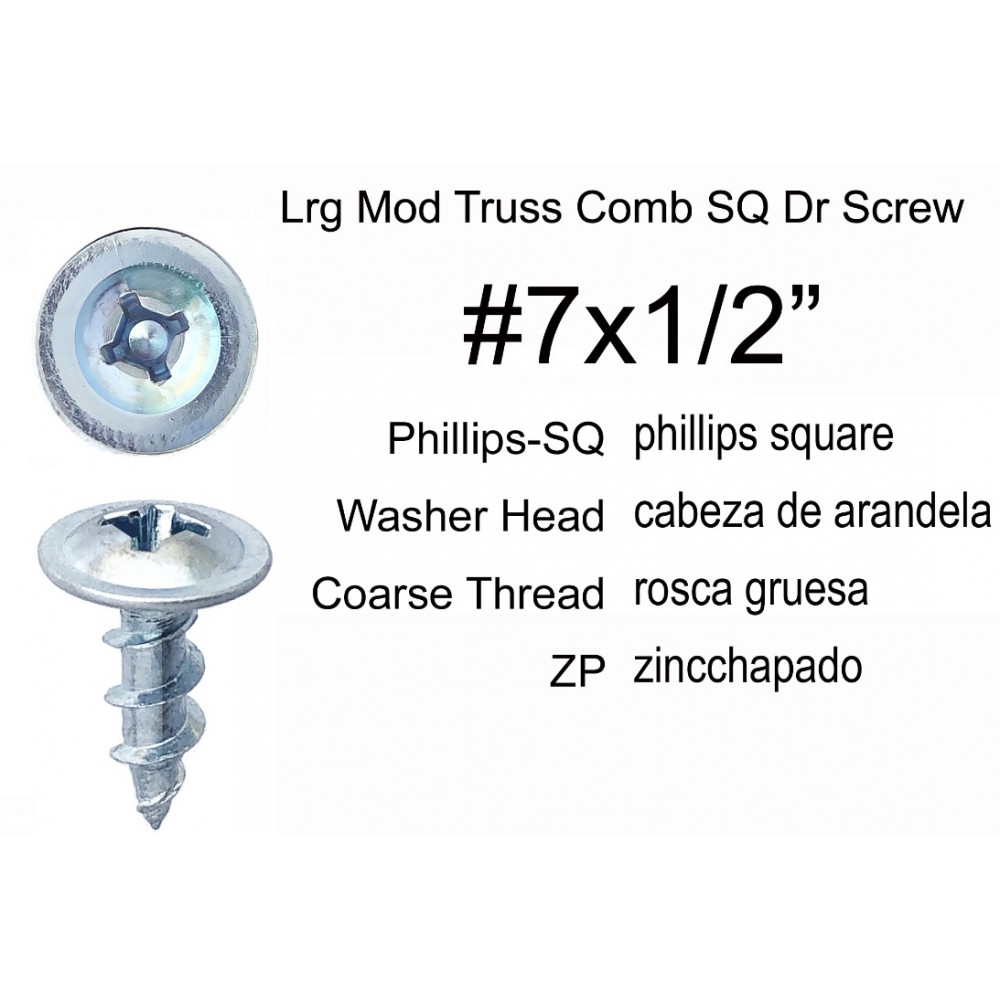 SD712 LRG MOD TRUSS COMB SQ/PHILLIPS DR SCREW ZP