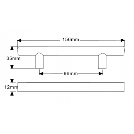  P58078 Stainless Steel Euro Style T Bar Cabinet Pull Handle Dia: 1/2"(12mm)