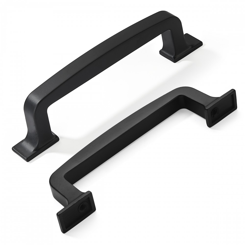P8266.76BLK & P8266.96BLK PFlat Black Finish Powder Coated Euro Design Modern Style Kitchen Cabinet Pull Handle Closet Wood Door Pull Handle Cabinet Door Decorative Hardware Home Decor Cabinet Furniture Pull Drawer Handle Cupboard Pull96 P03.BK