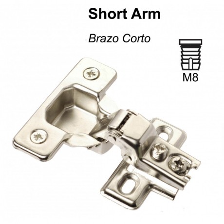 1/2"-5/8" OVERLAY ADJUSTABLE, CABINET HINGE SHORT ARM 1907 1907N