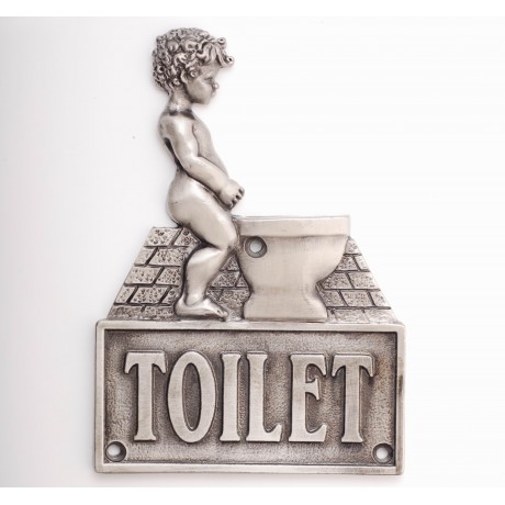 PL001 Novelty Handmade Solid Pewter Finely Sculpted Statuary Boy Toilet Sign Of Kids Theme