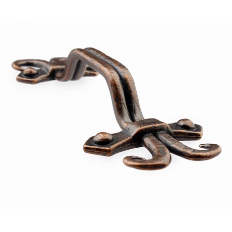  P88755/96AC 3-3/4" inch (96mm) Antique Copper Vintage Kitchen Door Pull Cabinet Pull Knob Furniture Handle Cupboard Rustic Classic Country Style Elegant Art Designer Hardware Ironwork  Decorative Hardware