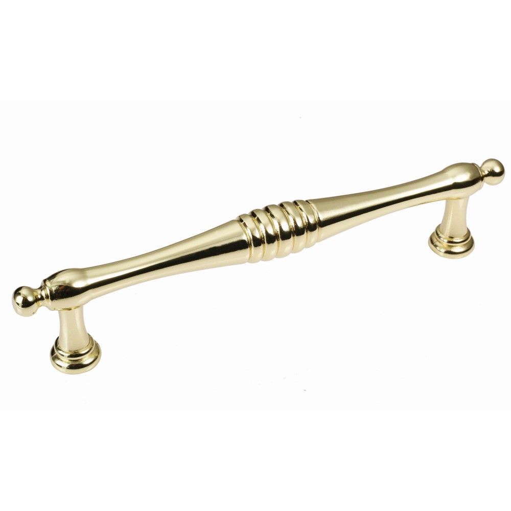  P88725/128BP 5" inch (128mm) Bright Brass Plated Style Kitchen Cabinet Pull Handle Closet Wood Door Pull handle Cabinet Door Decorative Cabinet Hardware Home Decor Furniture Pull Drawer Handle Cupboard Pull