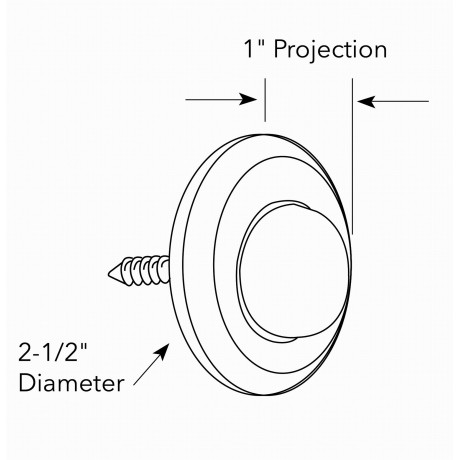  D1016/63CP CHROME Wall Door Stopper with rubber bumper, Wall Mounted Door Bumper, CP Bright Chrome Finish Dia:2-1/2" inch 64mm Decorative Door Hardware Builders Hardware quick install Home Hardware Home Decor