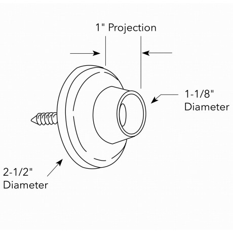  D1018/63BP Wall Door Stopper with rubber bumper, Wall Mounted Door Bumper, Bright Polished Brass Finish Dia:2-1/2" inch 64mm Decorative Door Hardware Builders Hardware quick install Home Hardware Home Decor