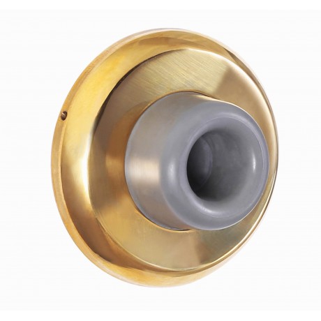  D1018/63BP Wall Door Stopper with rubber bumper, Wall Mounted Door Bumper, Bright Polished Brass Finish Dia:2-1/2" inch 64mm Decorative Door Hardware Builders Hardware quick install Home Hardware Home Decor