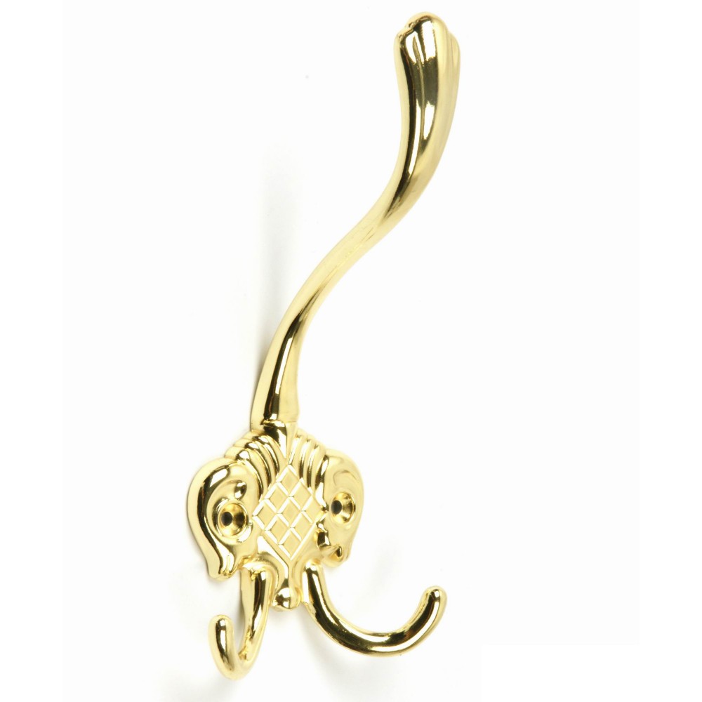  H8766-BP Beautiful Bright Brass Plated treble hook, Coat & Hat Hook, Curtain Hook Rack, Robe hook French Design Europe Traditional style Classic Elegant historical warm feeling Home Decorative Hardware Home Decor