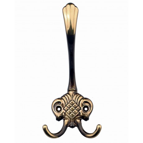  H8766-AEH Antique English Brass Hand Brunished Treble Hook, Coat & Hat Hook, Curtain Hook Rack, Robe Hook French Design Europe Traditional Style Classic Elegant Historical Warm Feeling Home Decorative Hardware Home Decor
