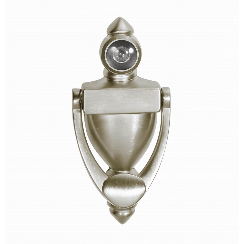  5" Inch Door knocker with 180 degree Door Viewer D28069V/128SN, 5" inch 128mm height SN Satin Nickel Finish Decorative Door Hardware Builders Hardware quick install Home Hardware Home Decor