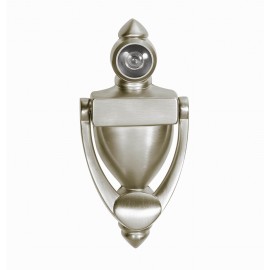  5" Inch Door knocker with 180 degree Door Viewer D28069V/128SN, 5" inch 128mm height SN Satin Nickel Finish Decorative Door Hardware Builders Hardware quick install Home Hardware Home Decor