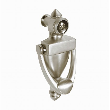  5" Inch Door knocker with 180 degree Door Viewer D28069V/128SN, 5" inch 128mm height SN Satin Nickel Finish Decorative Door Hardware Builders Hardware quick install Home Hardware Home Decor