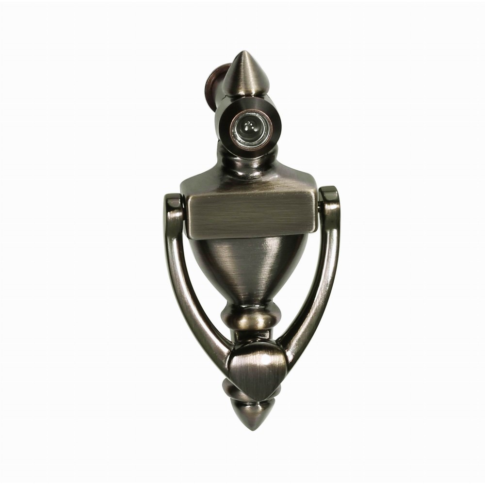  4" inch Door knocker with 160 degree Door Viewer D28120V/100ABB , 100mm height Brushed Antique Brass Finish Decorative Door Hardware Builders Hardware quick install Home Hardware Home Decor