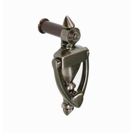  4" inch Door knocker with 160 degree Door Viewer D28120V/100ABB , 100mm height Brushed Antique Brass Finish Decorative Door Hardware Builders Hardware quick install Home Hardware Home Decor
