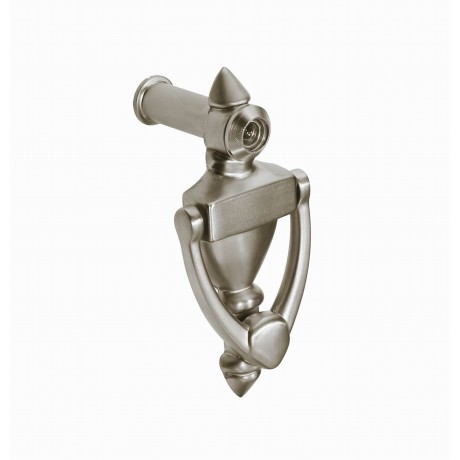  4" inch Door knocker with 160 degree Door Viewer D28120V/100SN, 100mm height SN Satin Nickel Finish Decorative Door Hardware Builders Hardware quick install Home Hardware Home Decor