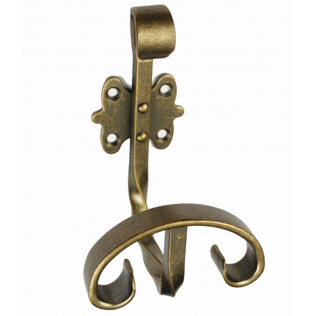  H0006/AE Antique Egnlish Brass Color Ironwork Curtain Hook Antique Brass Hook Iron forged Beautiful Vintage Decorative Hardware Home Decor Wild West American Style Design Old World arts crafts creations hand made Antique Home Hardware