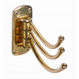  H1005/BRASS-PB Beautiful Solid BRASS Polished Classic warm feeling Wall turnable Coat & Hat Hook, Curtain Hook Rack, Robe hook swivel treble hook Back Door Decorative Hardware Home Decor