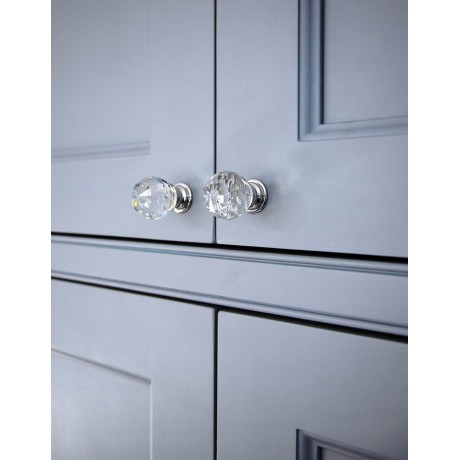  N1116/35CP Clear Crystal Knob Big Bright Chrome Polished Base Furniture Knob Drawer Cabinet Pull knob Italy Design Hardware Decorative 