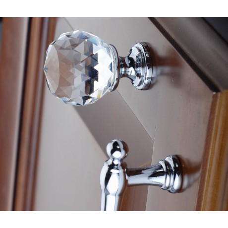  N1116/35CP Clear Crystal Knob Big Bright Chrome Polished Base Furniture Knob Drawer Cabinet Pull knob Italy Design Hardware Decorative 