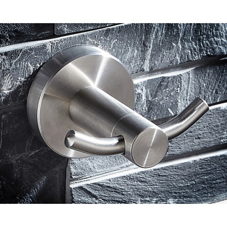BSS70611, Double Towel Robe Hook, Coat Hook, Back Door Hook Bath Hook Wall Mount. Stainless Steel Brushed Finish.