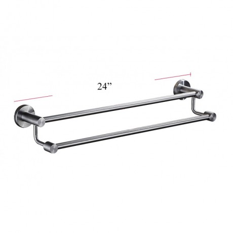 BSS706224 24" Inch, Bathroom Double Towel Bar Towel Rail Holder, Wall Mount. Stainless Steel Brushed Finish.