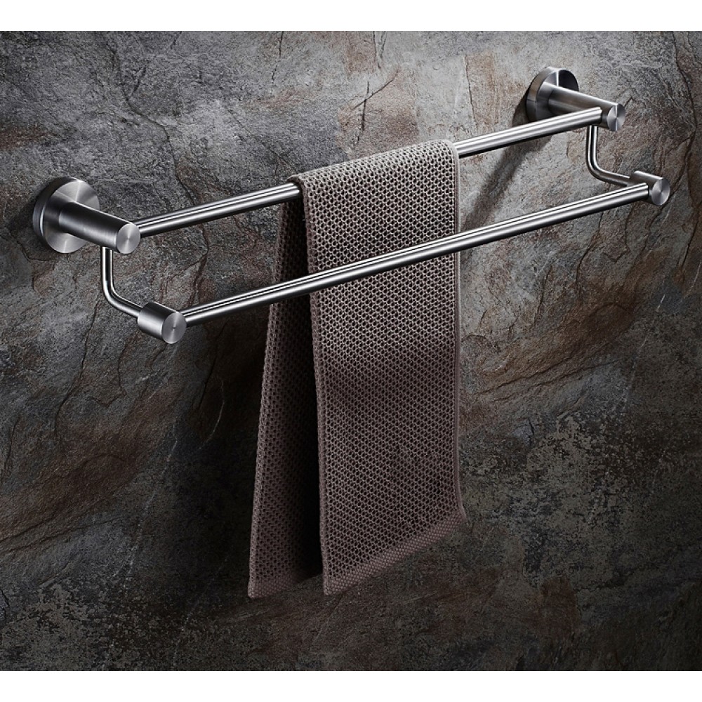 BSS706224 24" Inch, Bathroom Double Towel Bar Towel Rail Holder, Wall Mount. Stainless Steel Brushed Finish.