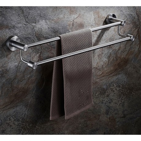 BSS706224 24" Inch, Bathroom Double Towel Bar Towel Rail Holder, Wall Mount. Stainless Steel Brushed Finish.