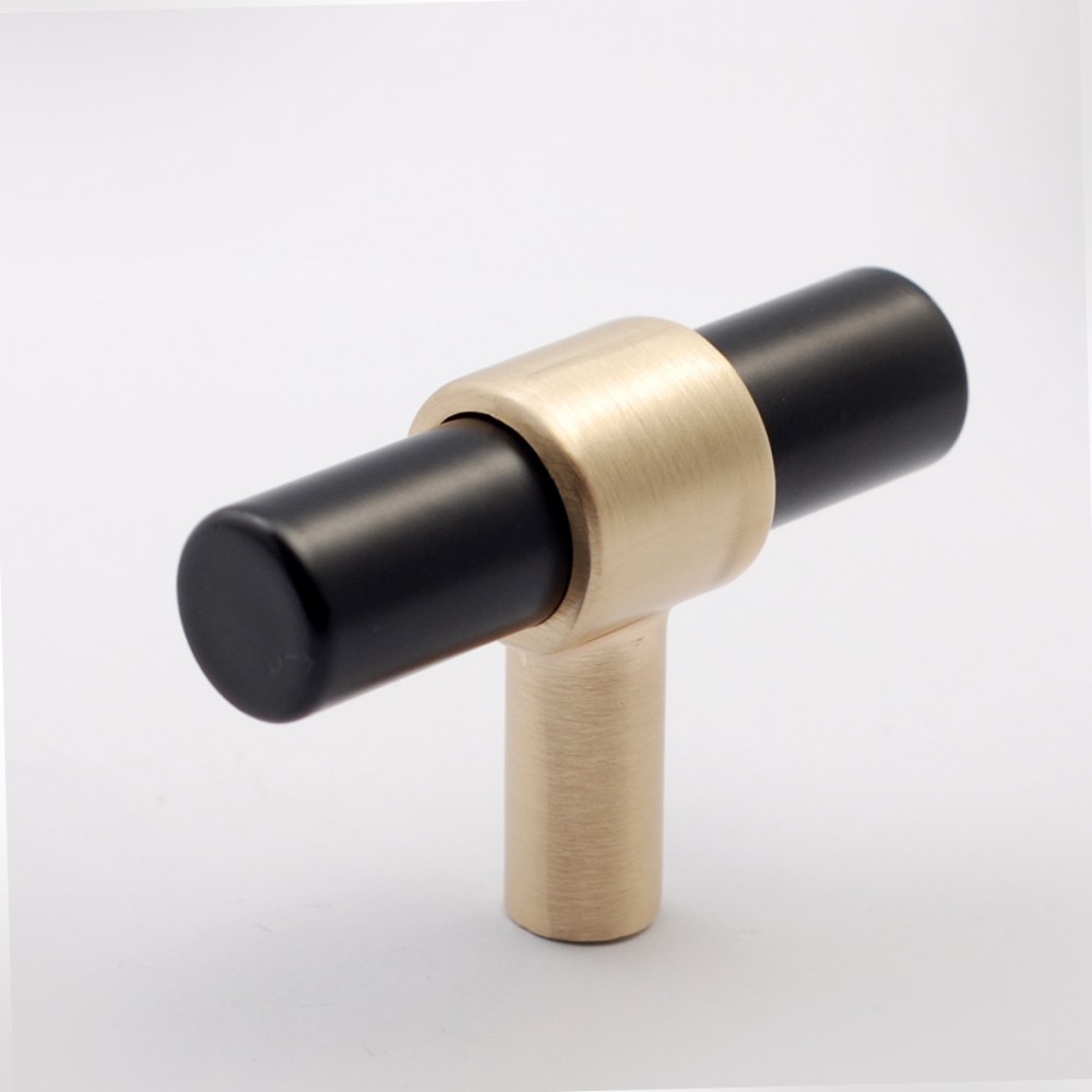 N70390.GDBLK Gold Brushed Modern Style Kitchen Cabinet Knob Pull Closet Wood Door Knob Cabinet Door Decoration Hardware Home Decor Furniture Handle Knob Drawer Knob Cupboard Knob