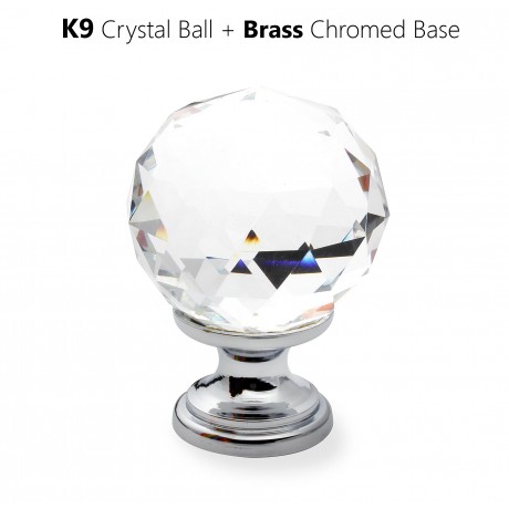  N1116/35CP Clear Crystal Knob Big Bright Chrome Polished Base Furniture Knob Drawer Cabinet Pull knob Italy Design Hardware Decorative 