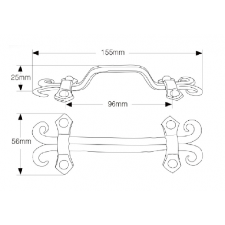  P88755/96AC 3-3/4" inch (96mm) Antique Copper Vintage Kitchen Door Pull Cabinet Pull Knob Furniture Handle Cupboard Rustic Classic Country Style Elegant Art Designer Hardware Ironwork  Decorative Hardware